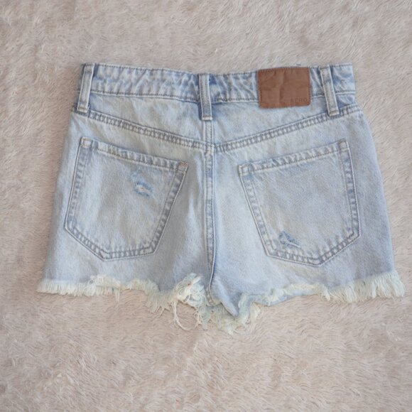 Women's Size 000 Aeropostale Vintage High-Rise Crossover Denim Shorty Shorts - Picture 4 of 5